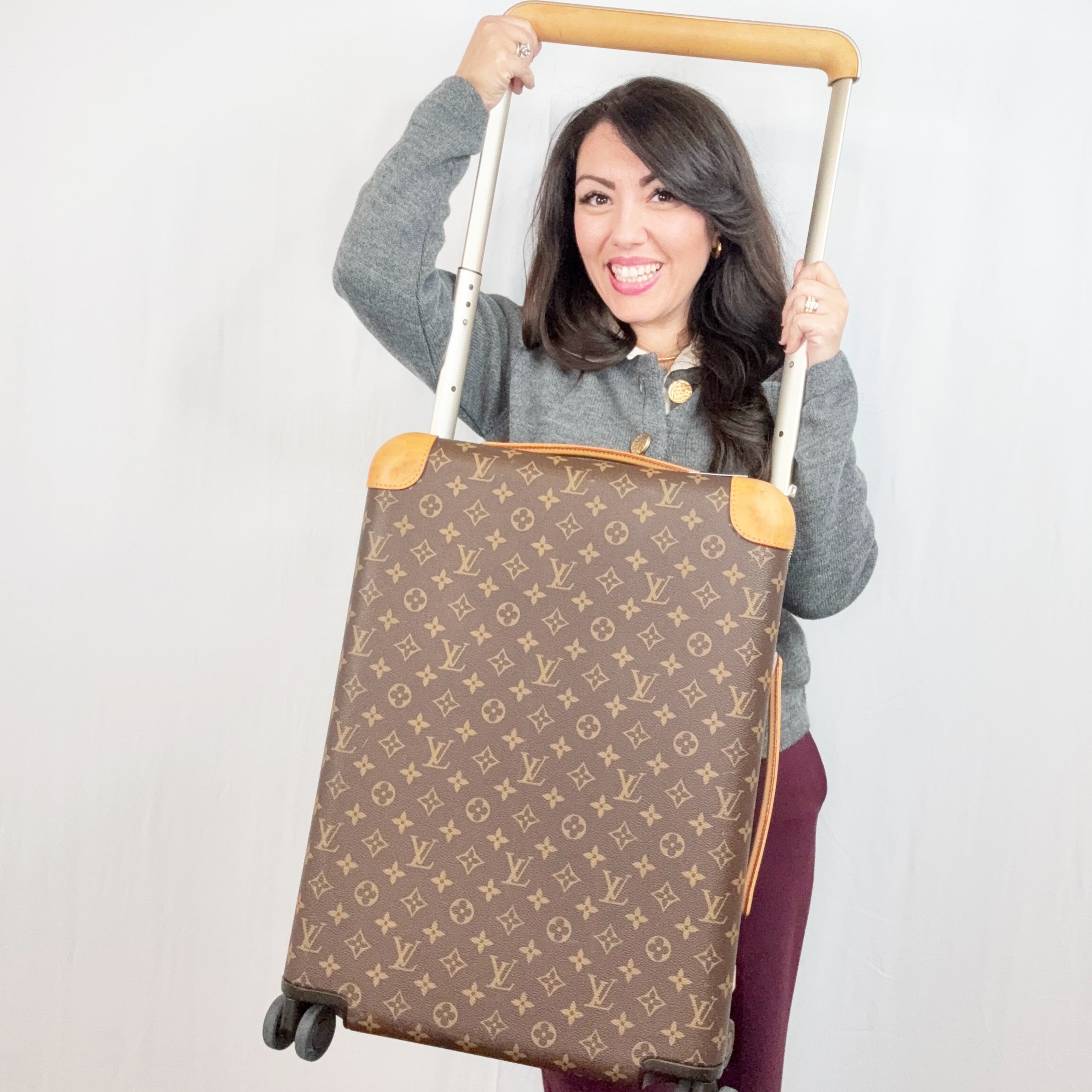 Louis Vuitton Monogram Trolley Horizon 55 Rolling Suitcase Beige