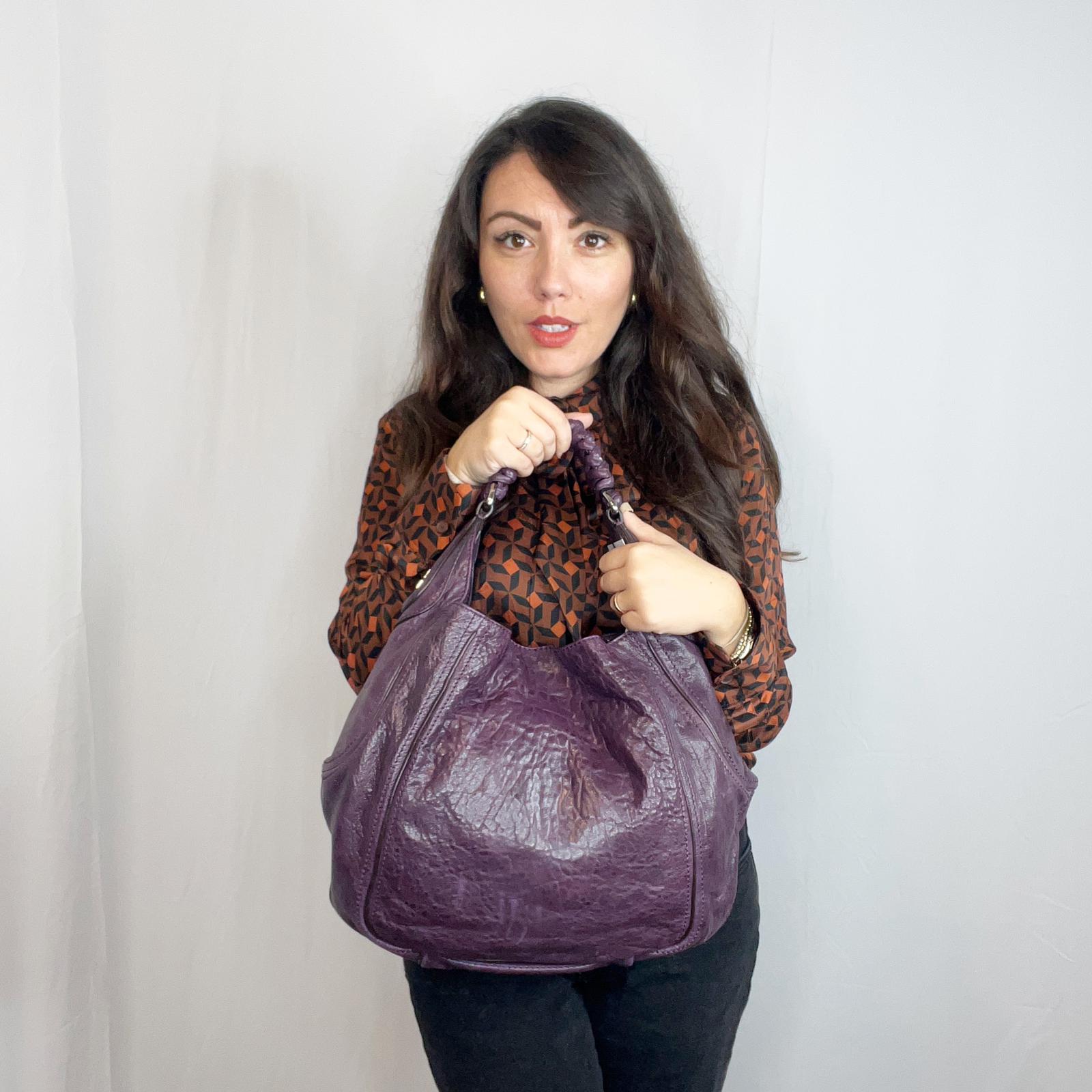 Givenchy Purple Distressed Leather Eclipse Hobo Tote Shoulder Bag