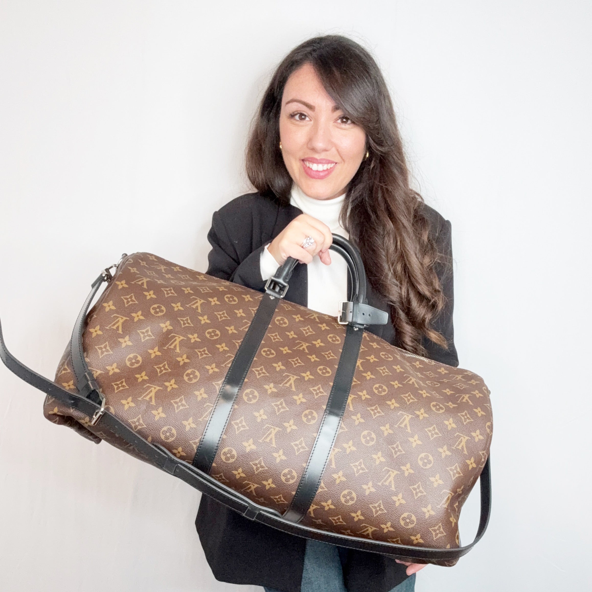 Louis Vuitton Monogram Macassar Keepall Bandouliere 55 Travel Bag